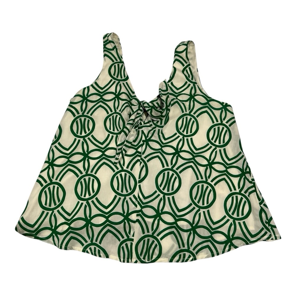 Anthropologie Maeve | Green & Cream Lined Tank Size Extra Small ECU